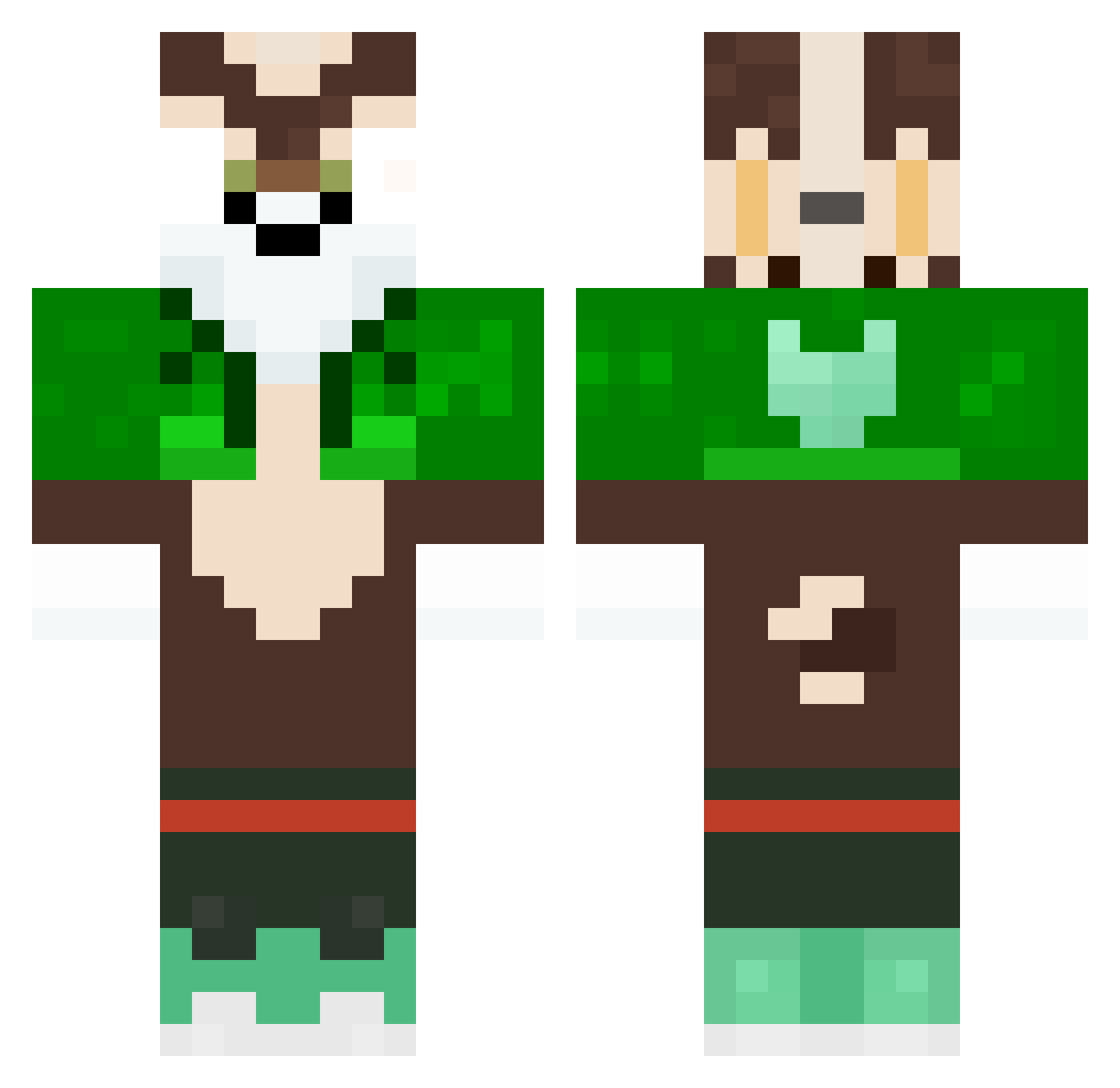 ItsZiry Minecraft skin, front and back view