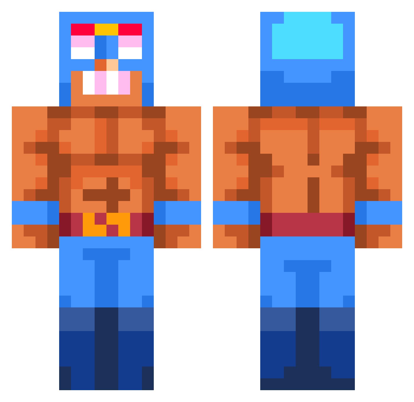 Lexbie Minecraft skin, front and back view
