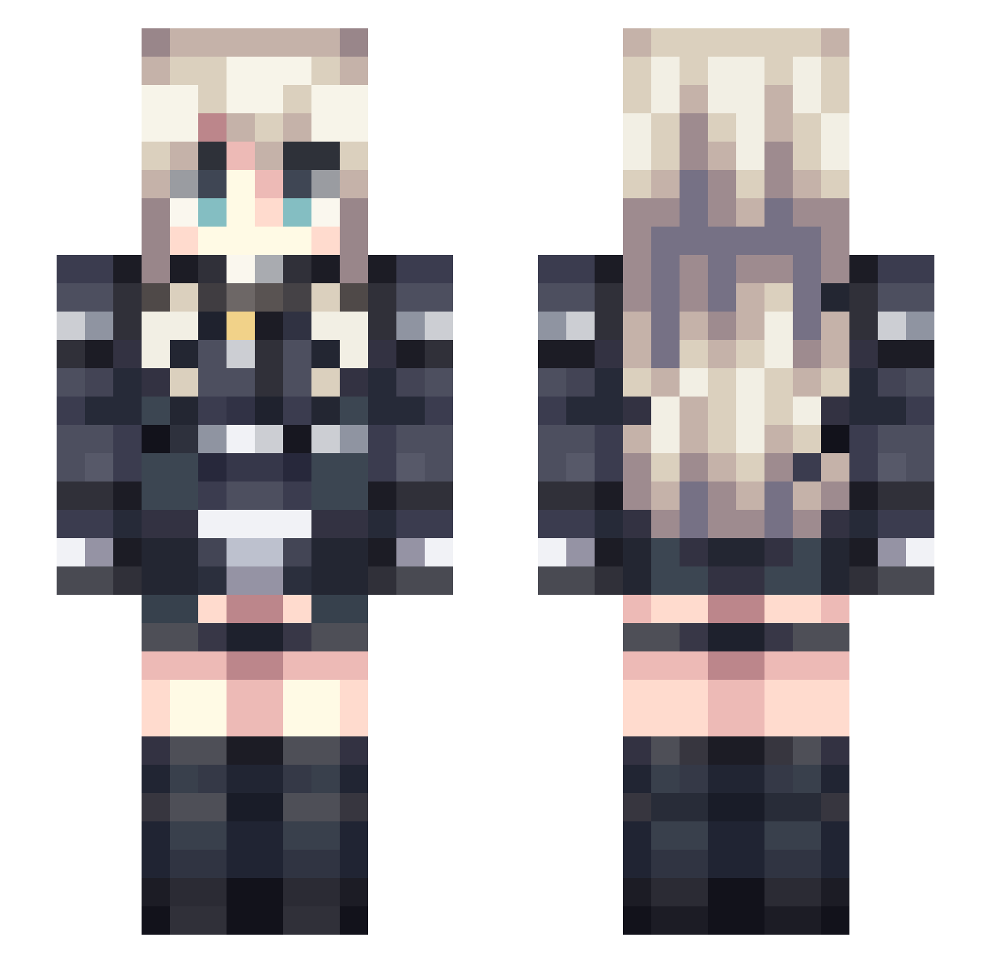 Lilial Minecraft skin, front and back view
