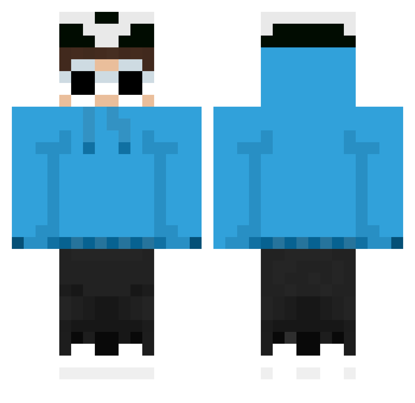 Triassic Minecraft skin, front and back view