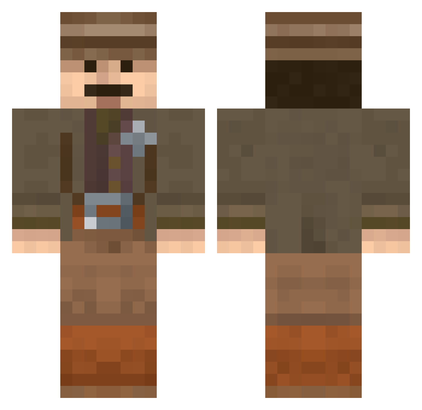 optimized Minecraft skin, front and back view