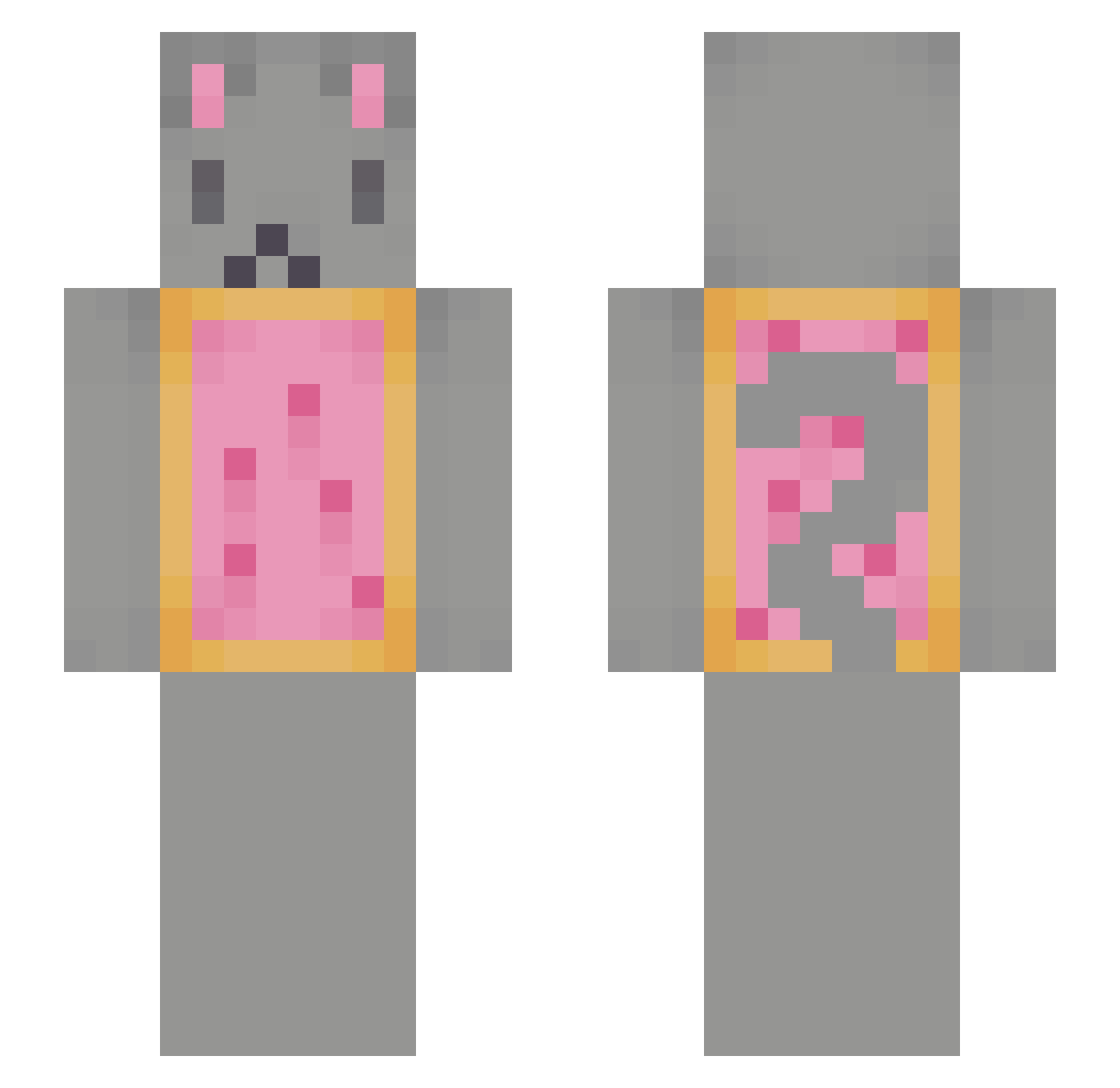 hntu Minecraft skin, front and back view
