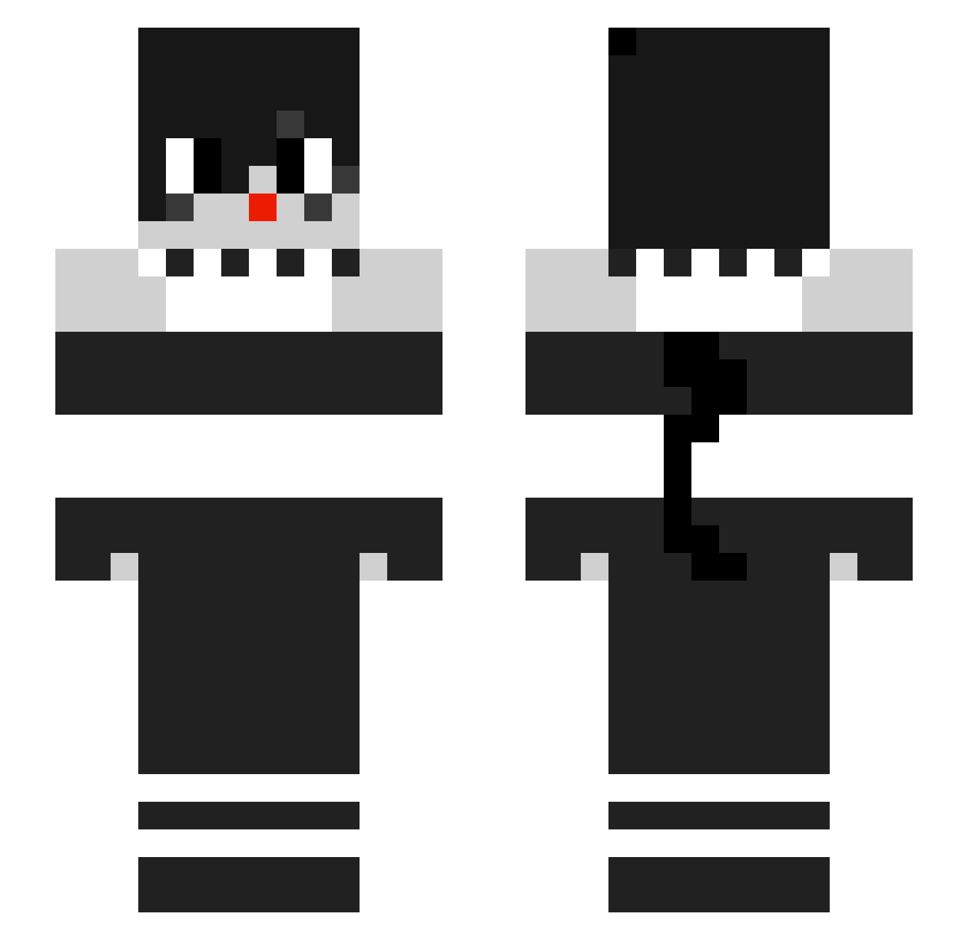 sinistersaints Minecraft skin, front and back view