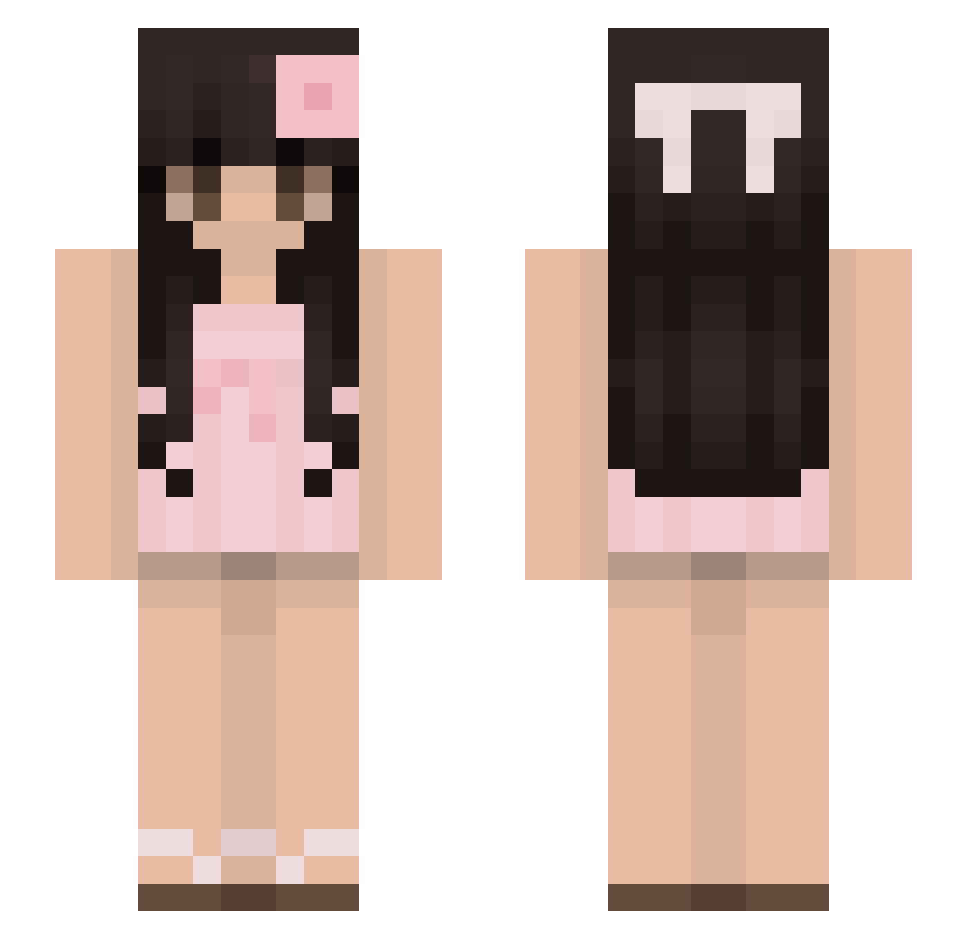 Aliqvx Minecraft skin, front and back view