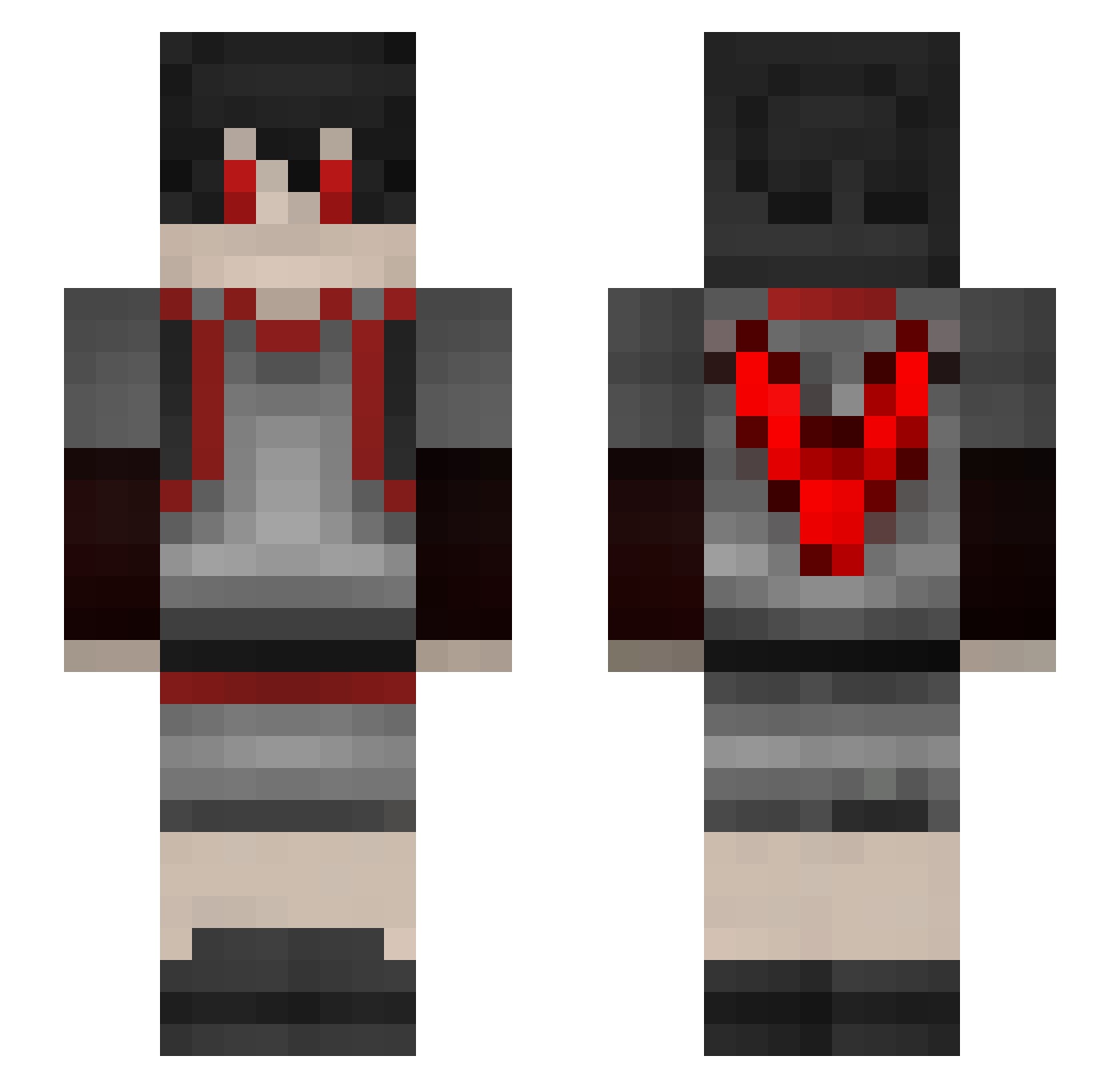 Voldi Minecraft skin, front and back view