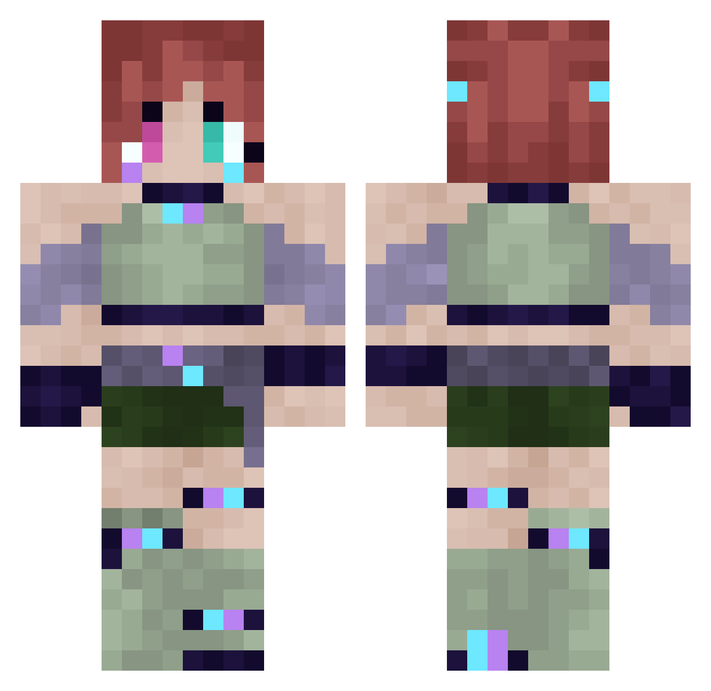 Xluna_moonX Minecraft skin, front and back view