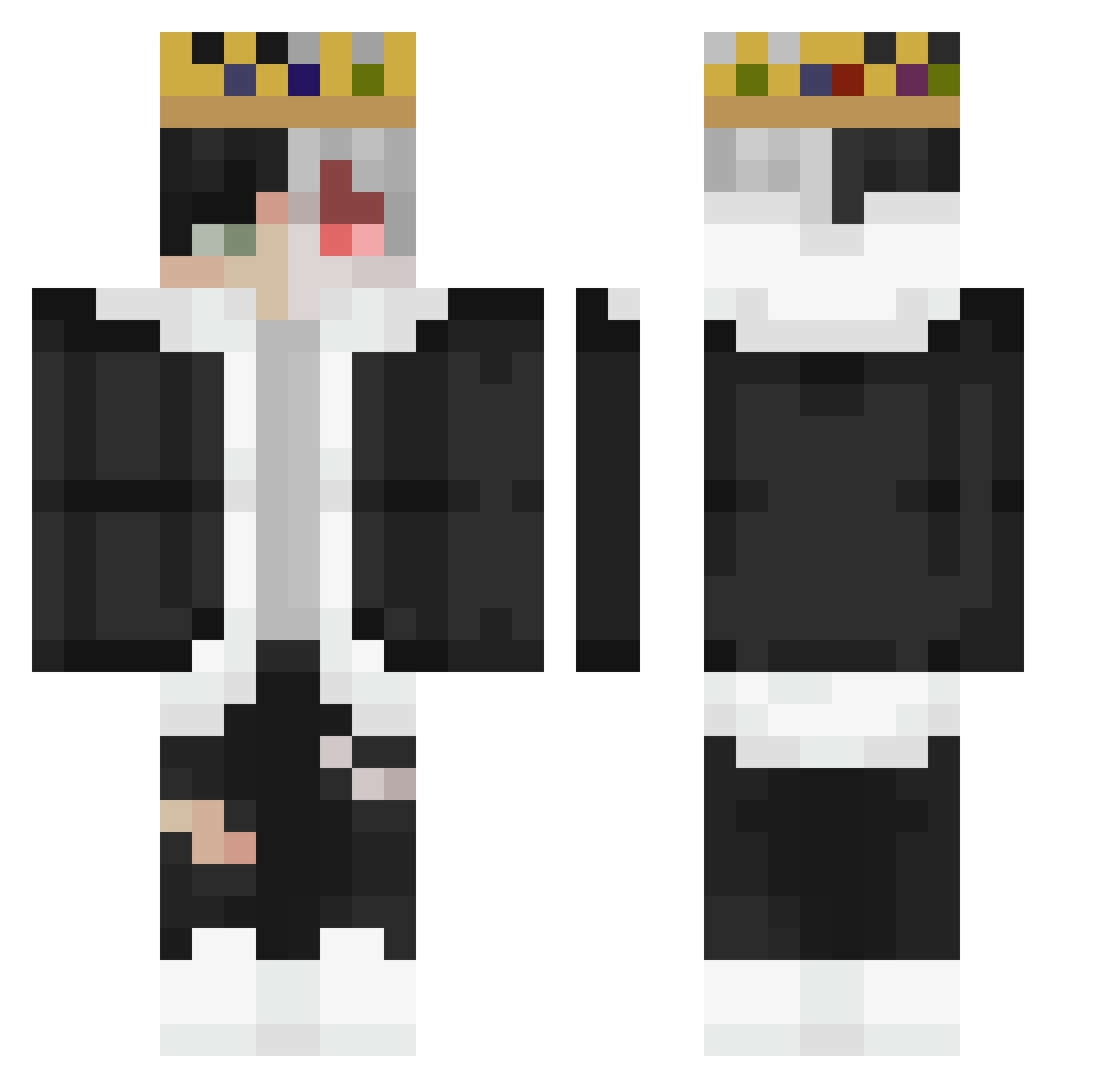 Pendogg Minecraft skin, front and back view
