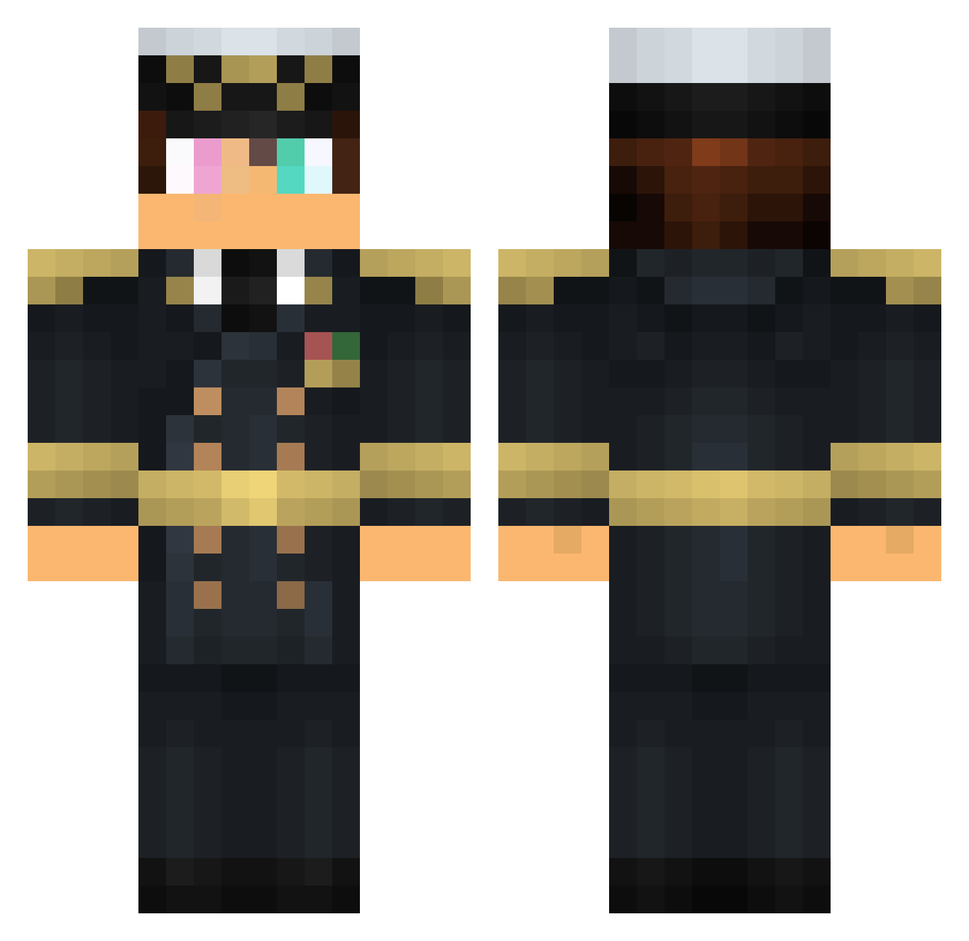 TiredLazySloth Minecraft skin, front and back view