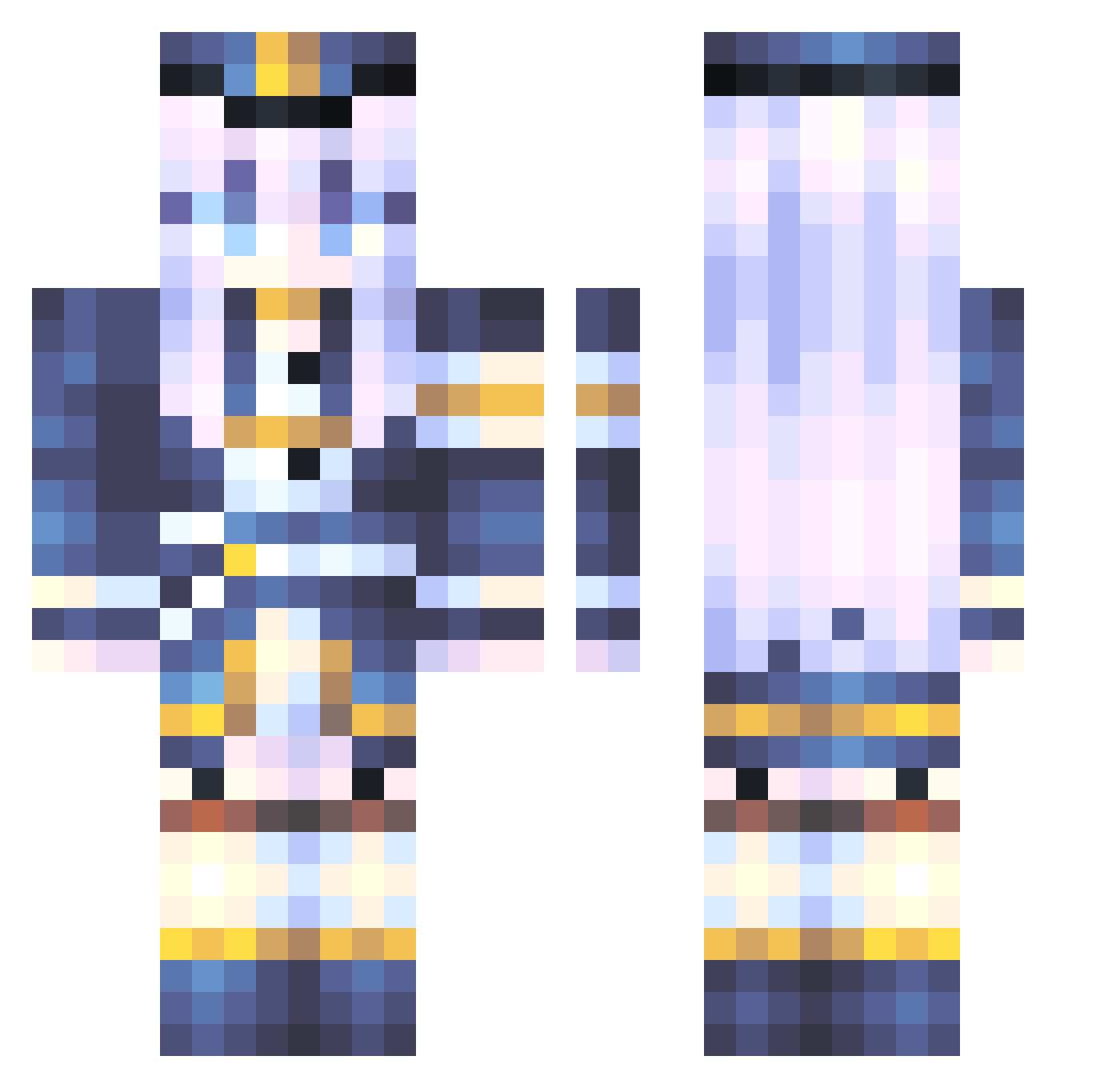 nekoresi Minecraft skin, front and back view