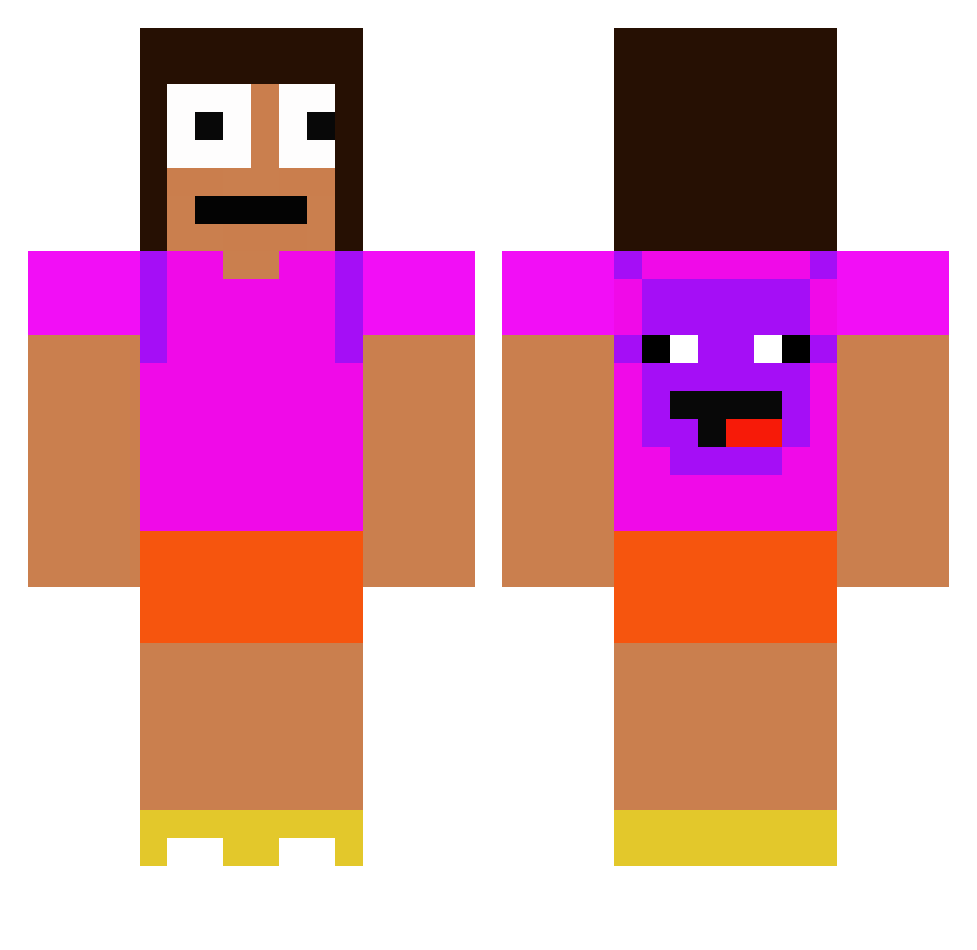 JumpTrapping Minecraft skin, front and back view