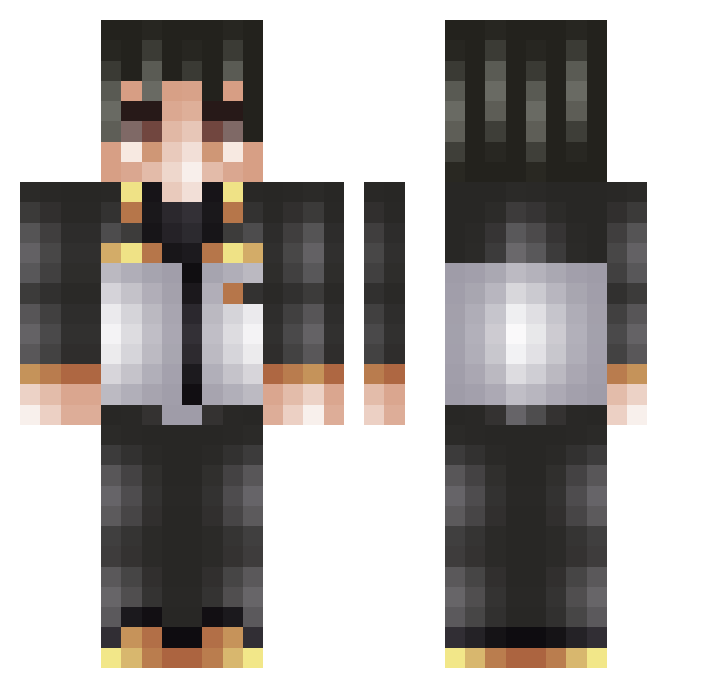 TurboJiren Minecraft skin, front and back view