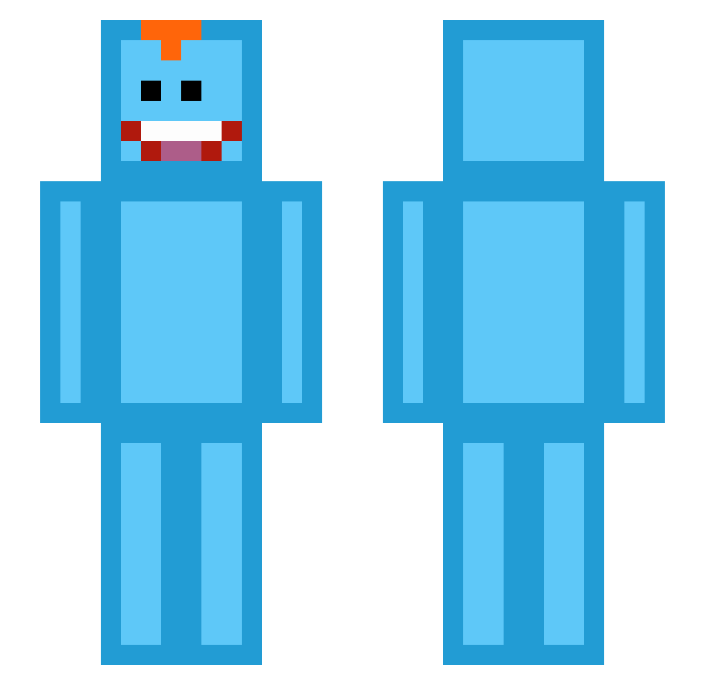 Nerzool Minecraft skin, front and back view