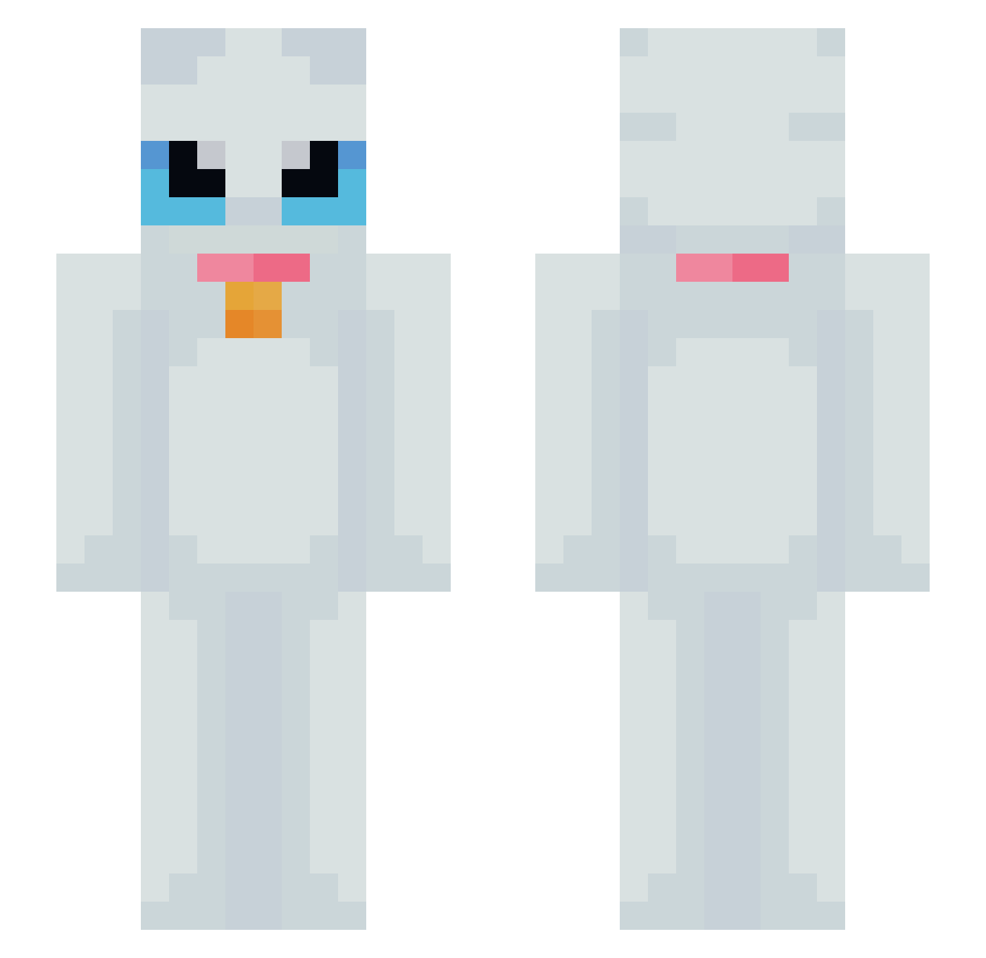 WeAOne Minecraft skin, front and back view