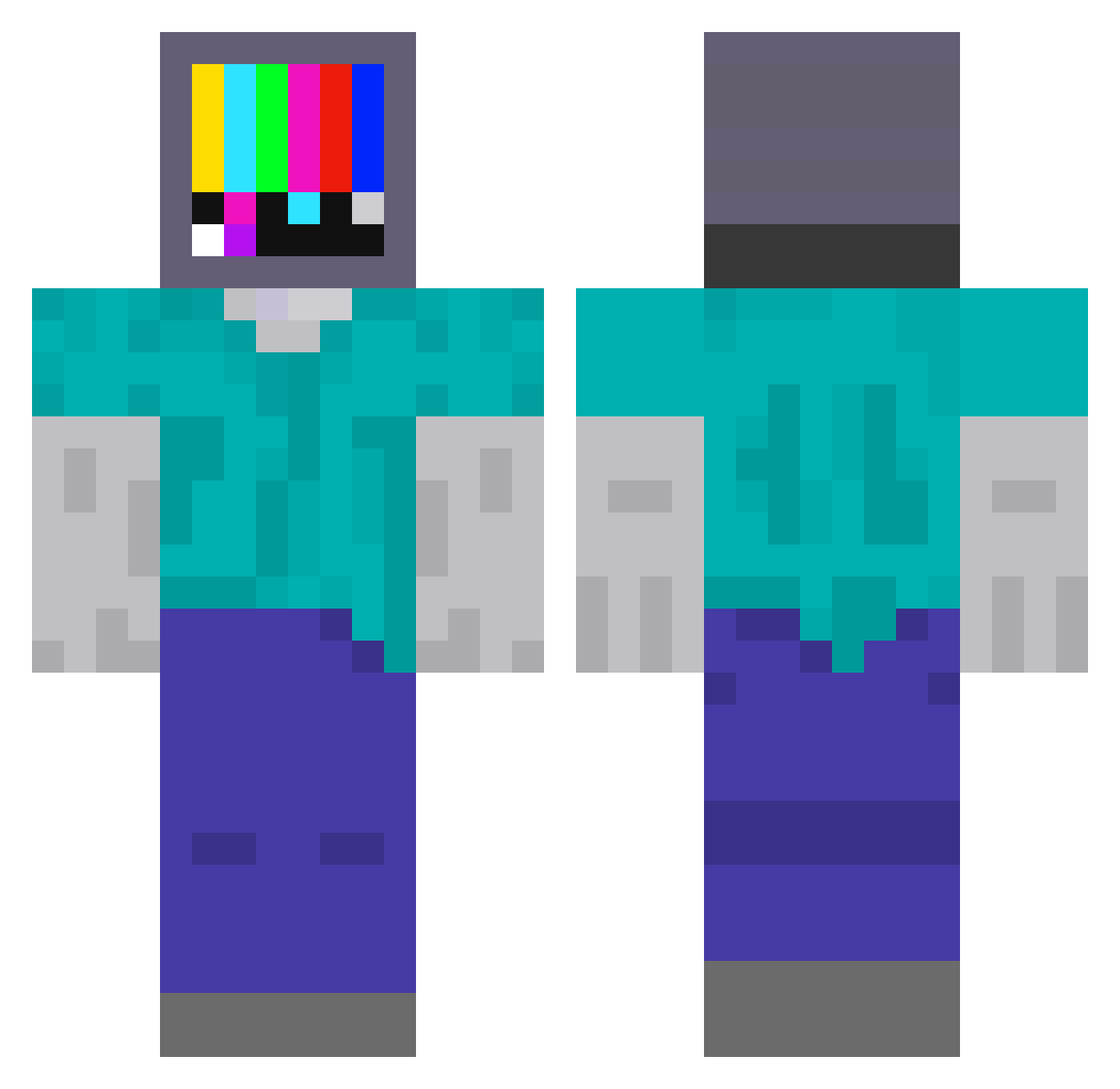 isuckatmc1234 Minecraft skin, front and back view