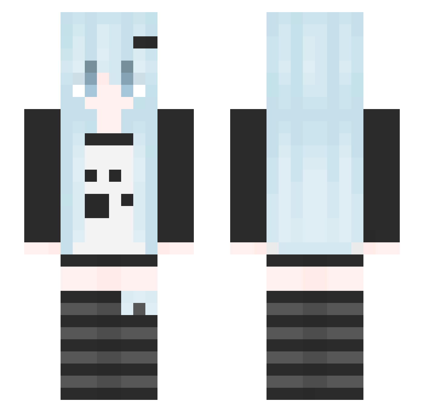 Sheared Minecraft skin, front and back view