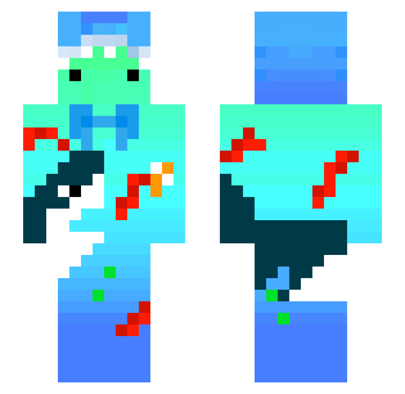 RealityShark Minecraft skin, front and back view