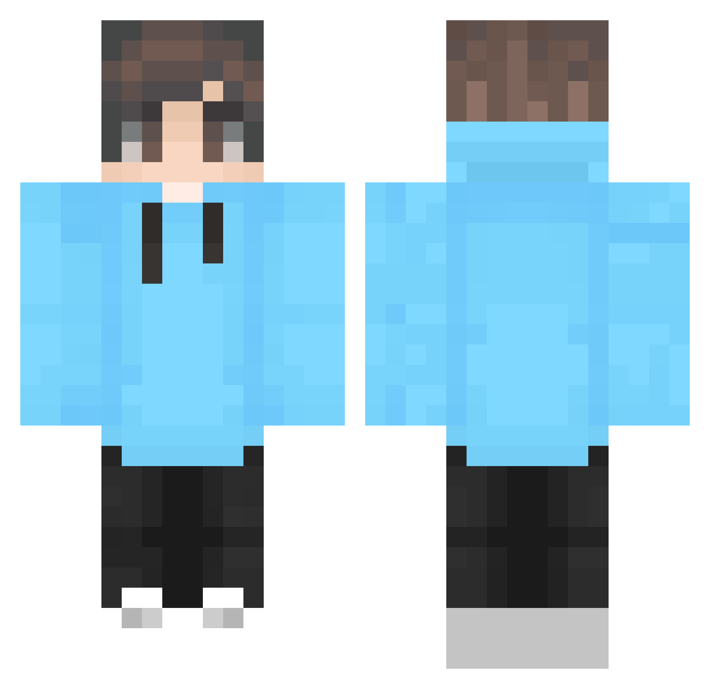 Teamwipes Minecraft skin, front and back view