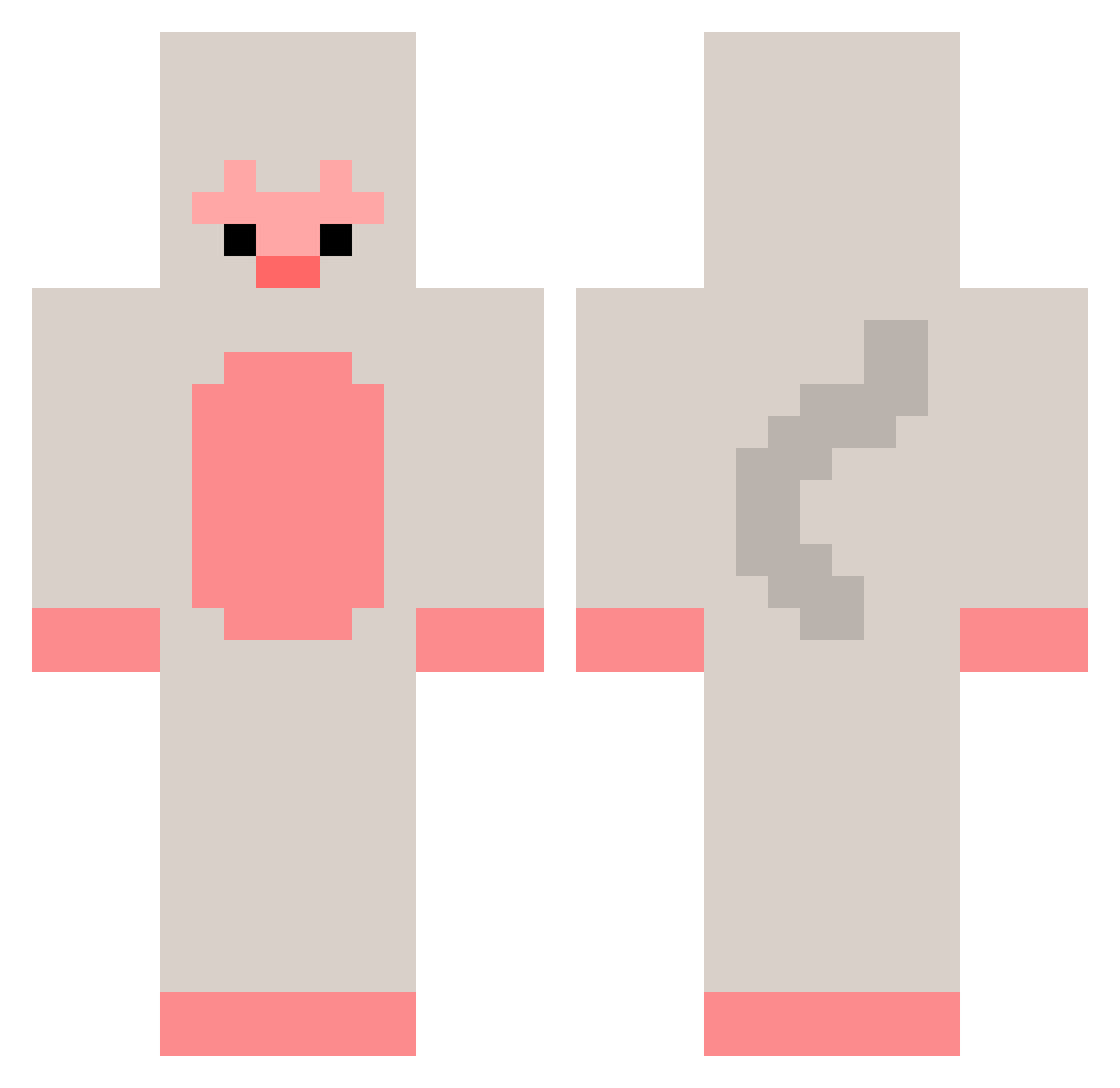 rfux Minecraft skin, front and back view