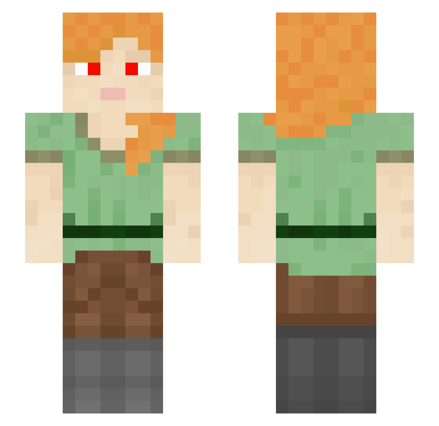 pvplayers Minecraft skin, front and back view