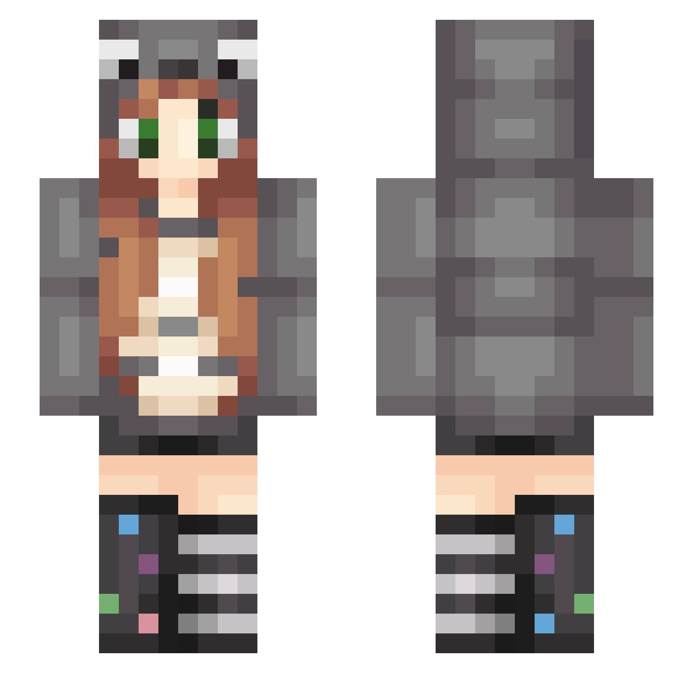 Suidian Minecraft skin, front and back view
