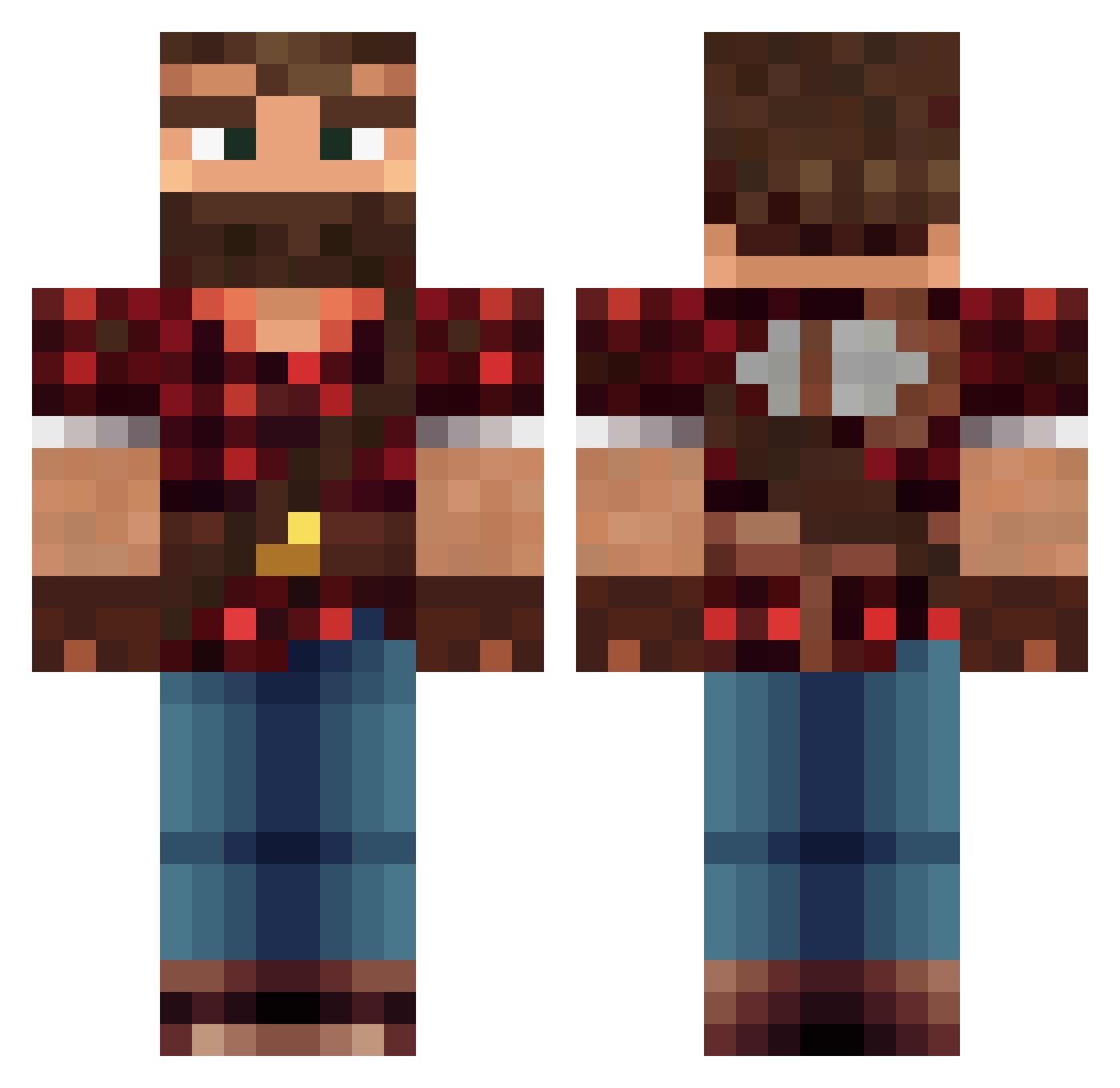 Restfully Minecraft skin, front and back view