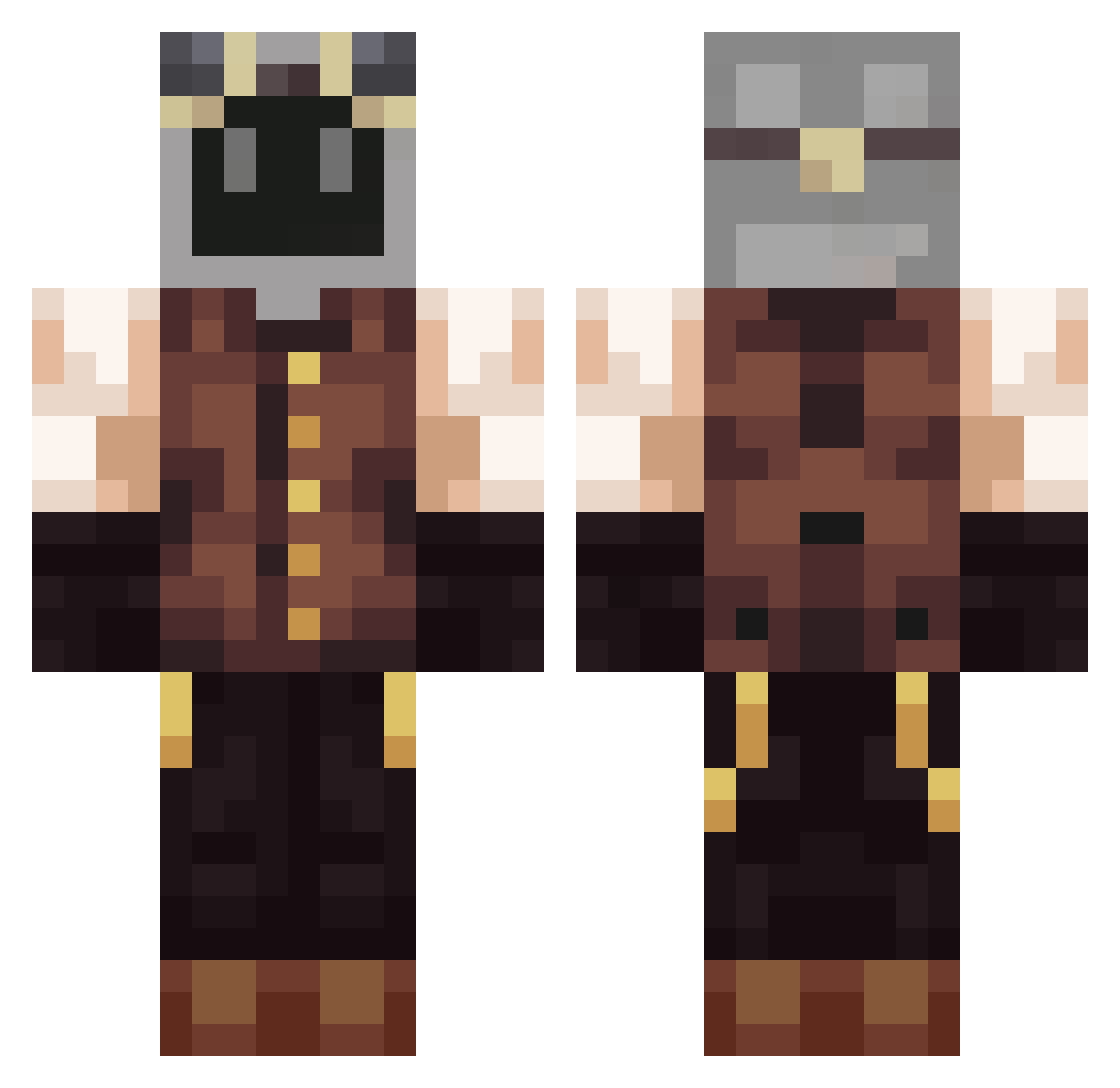 PixelGamerz9 Minecraft skin, front and back view