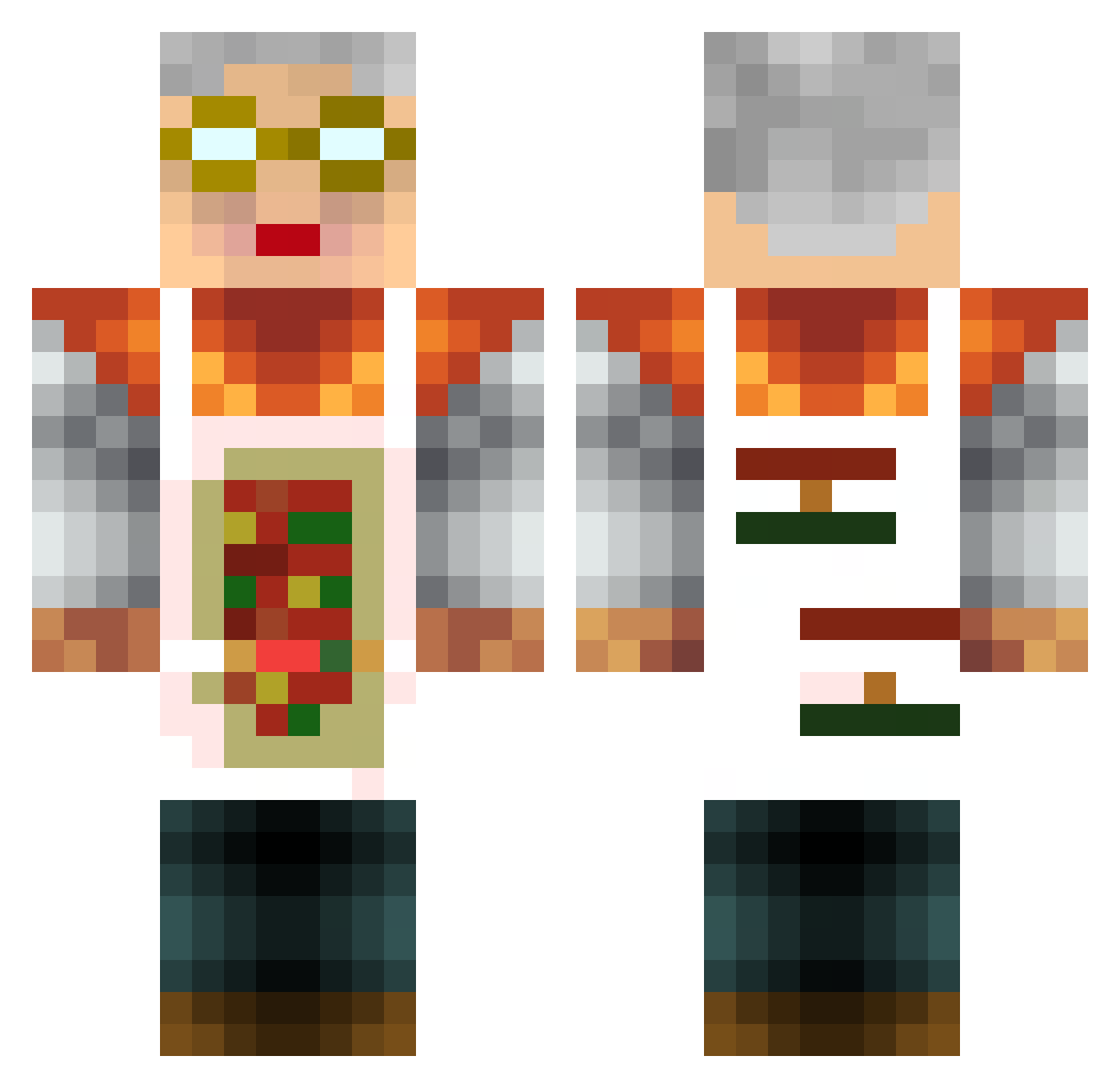 OmasBrille Minecraft skin, front and back view