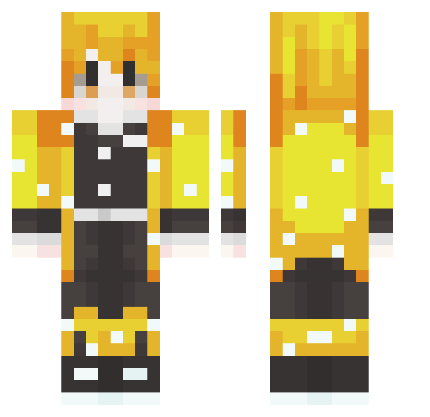 Xyyylie Minecraft skin, front and back view