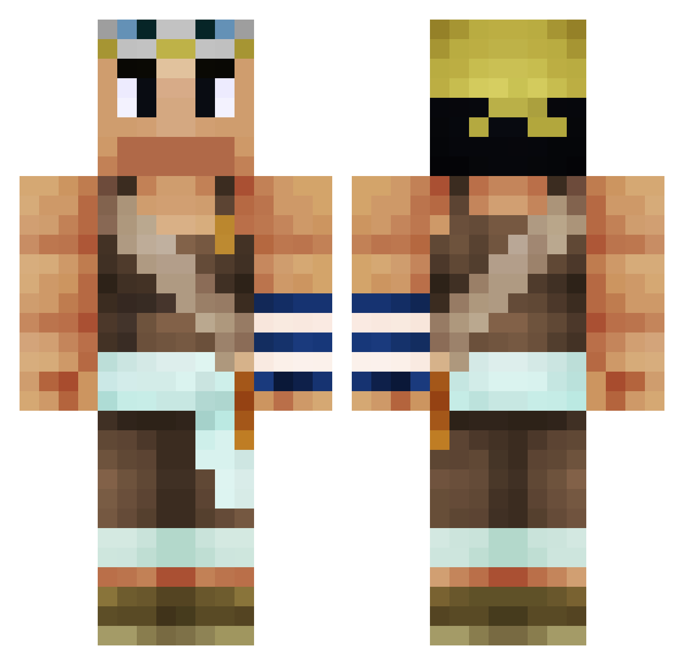 Guestt1 Minecraft skin, front and back view