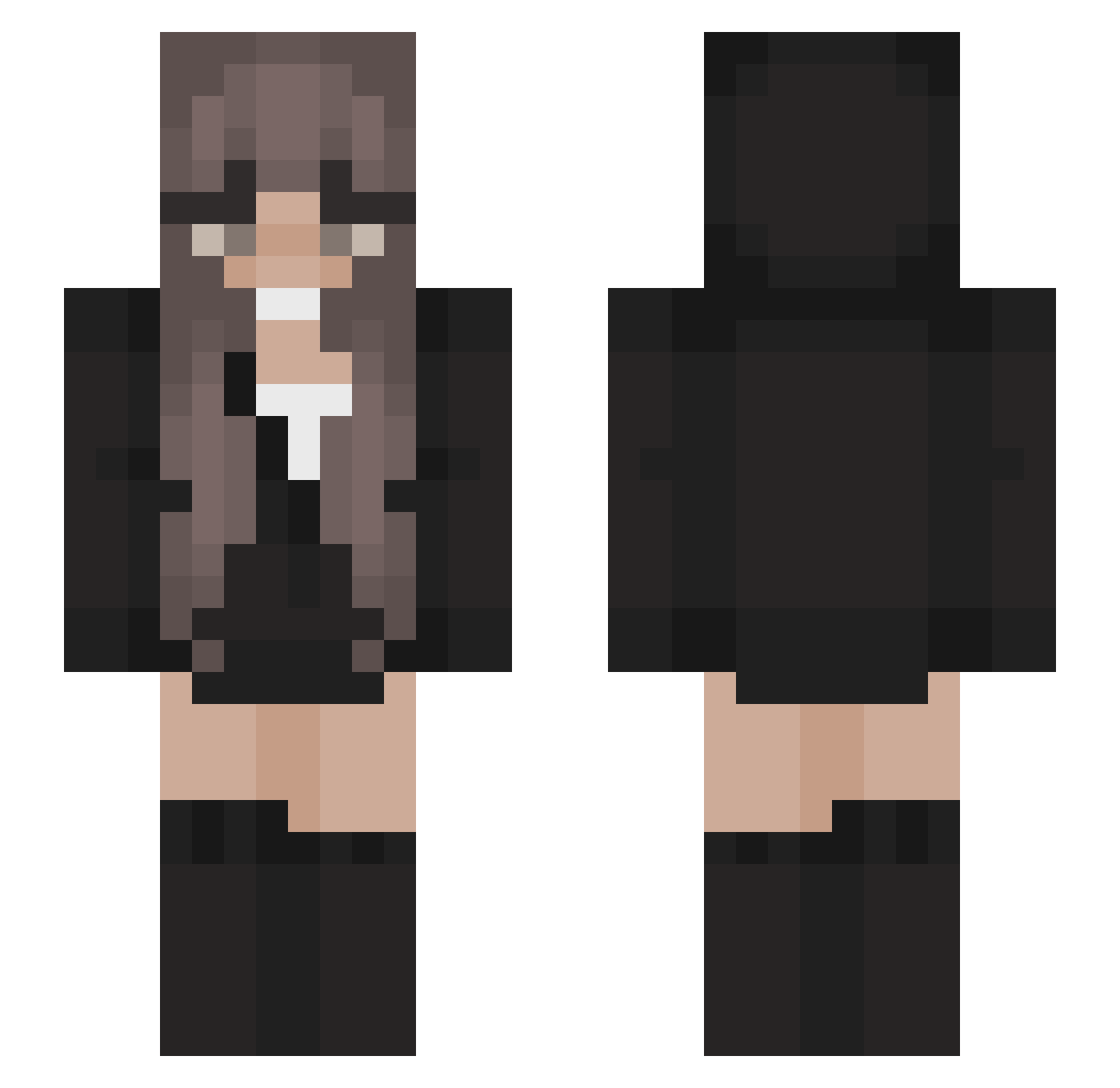 NetherQuartzs Minecraft skin, front and back view