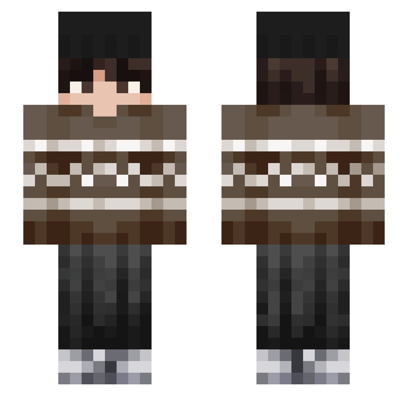 TillGioh Minecraft skin, front and back view