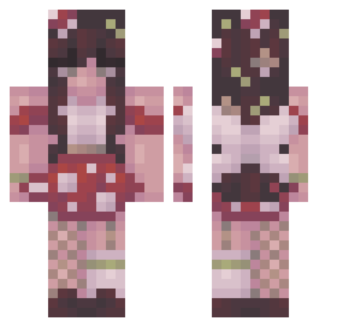 vulvzz Minecraft skin, front and back view