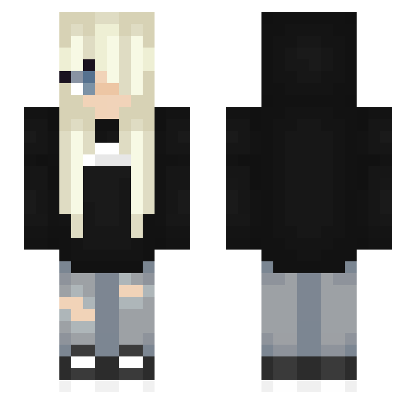 TooNiceKitty Minecraft skin, front and back view