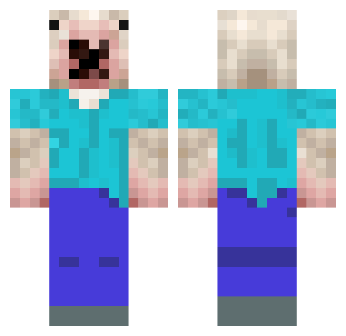 warix1 Minecraft skin, front and back view