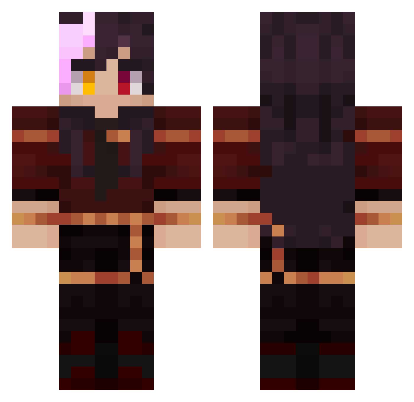 JustLimbo Minecraft skin, front and back view