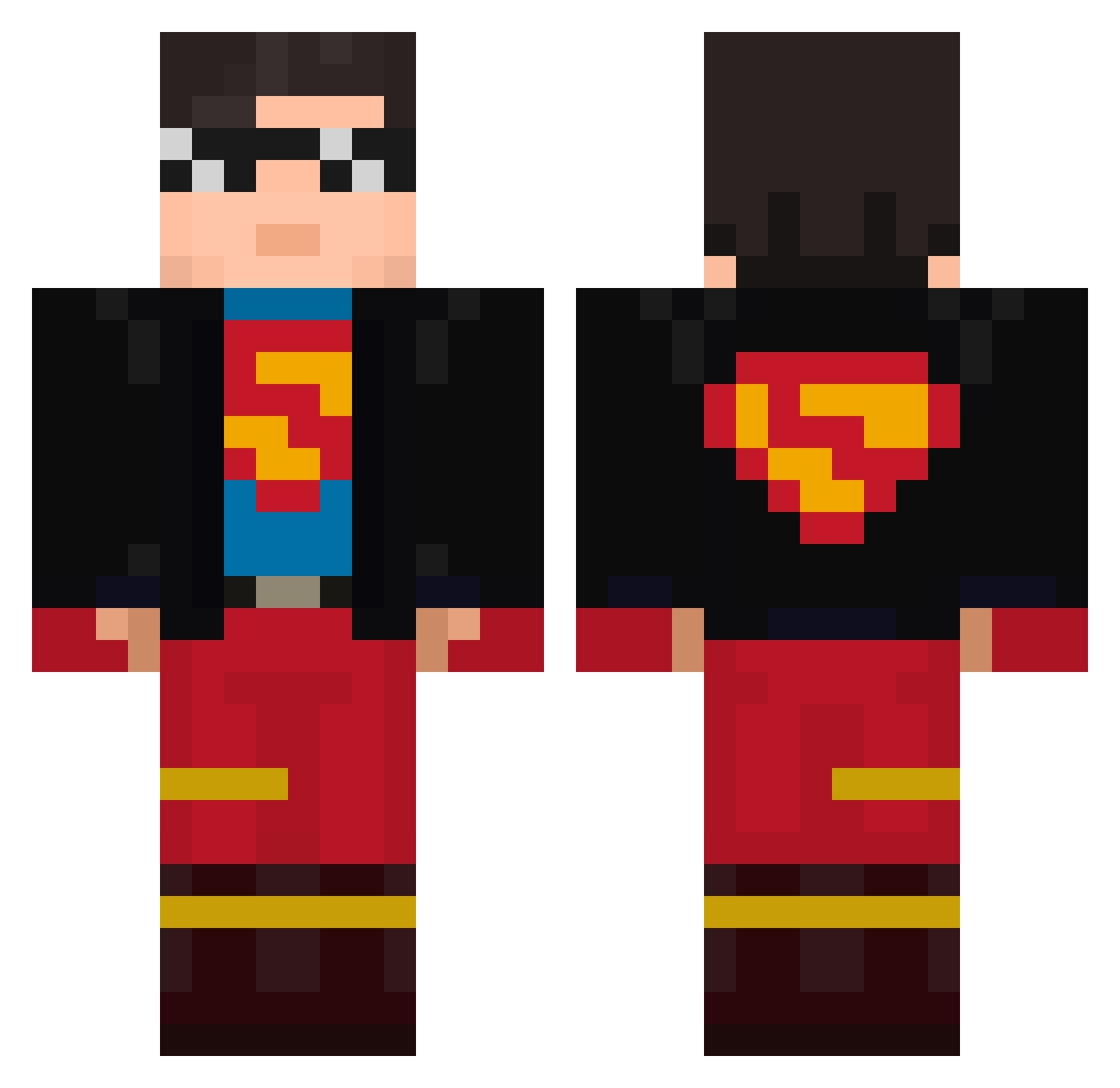 Shells Minecraft skin, front and back view