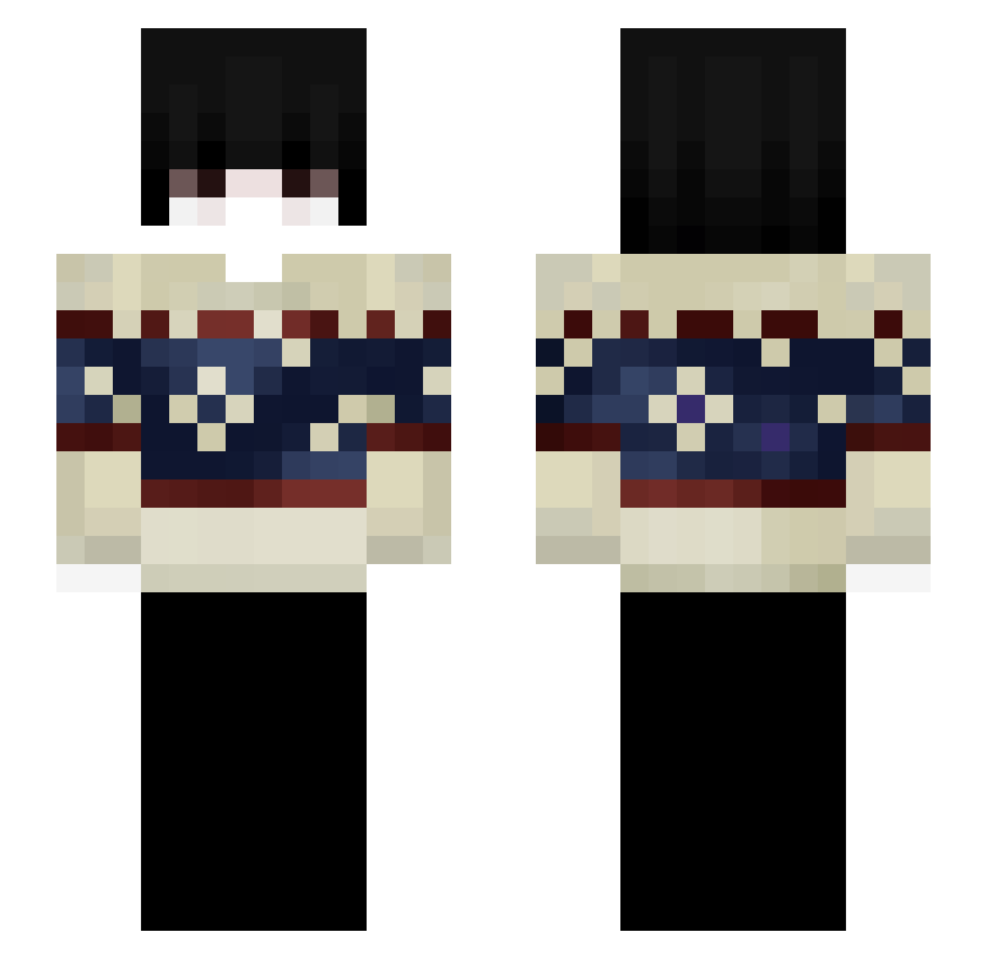 Surprise Minecraft skin, front and back view
