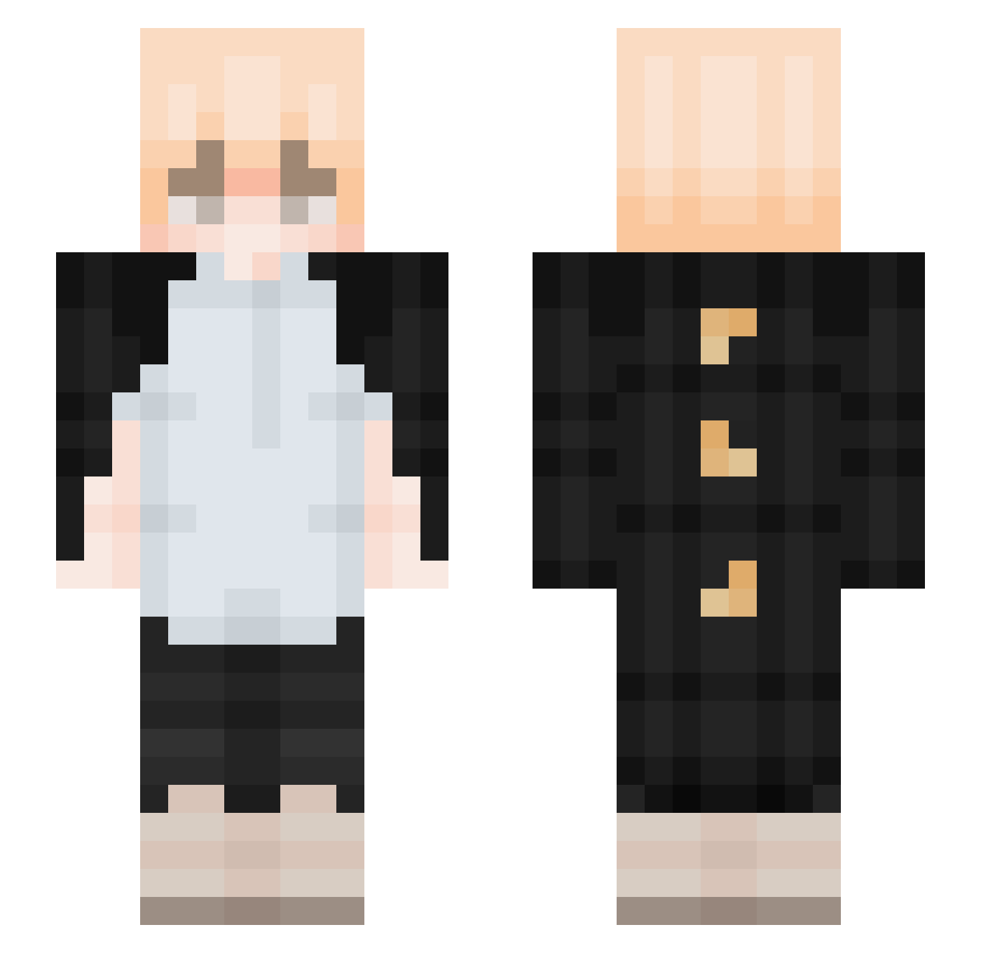 qxft Minecraft skin, front and back view