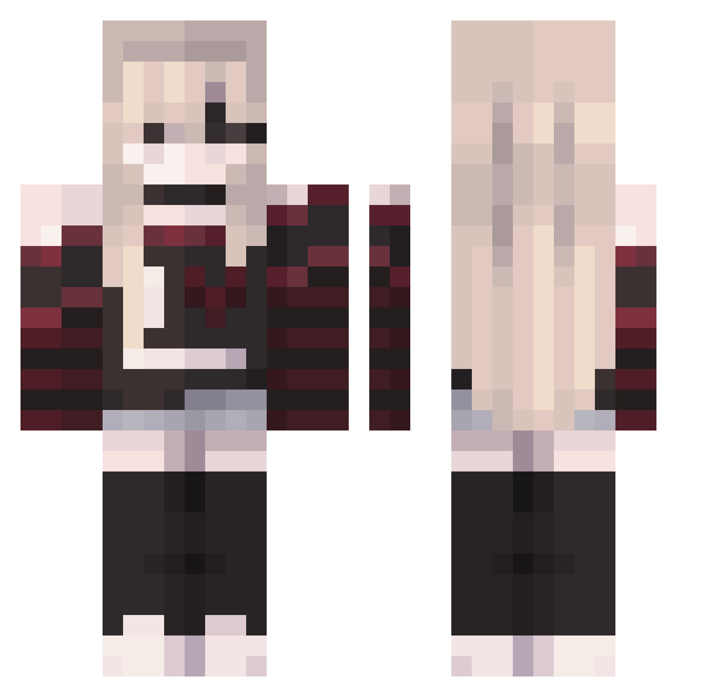 TahiinBLEHHH Minecraft skin, front and back view