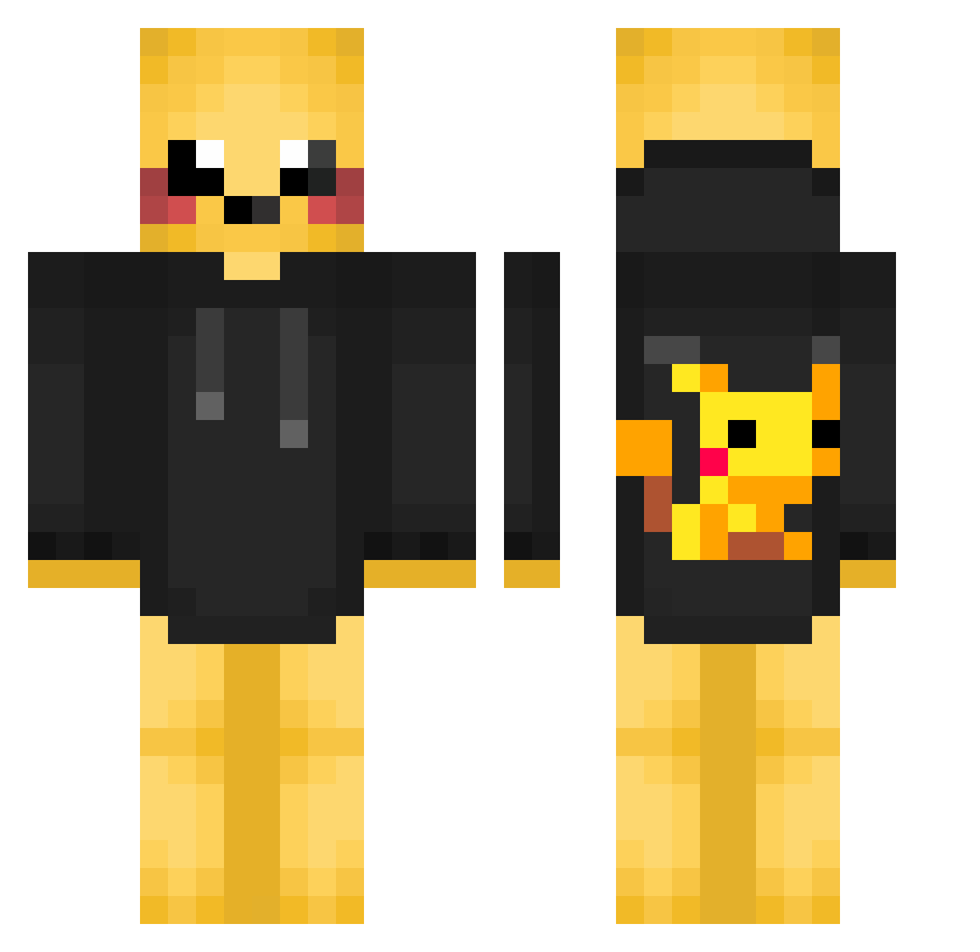 Pekatchu3 Minecraft skin, front and back view