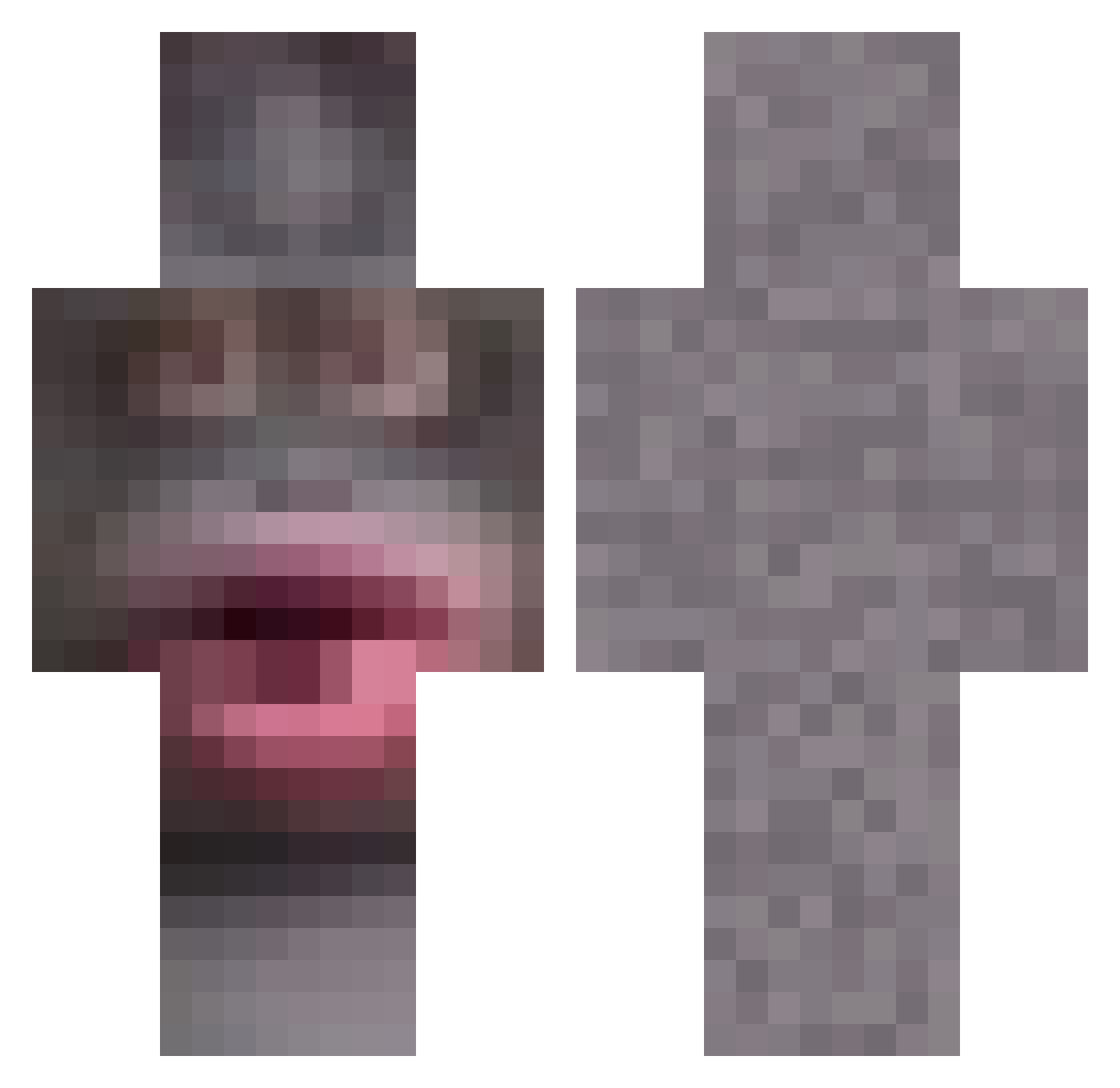 Reliving Minecraft skin, front and back view