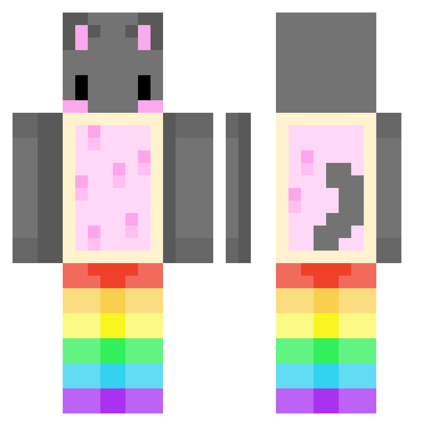 memehosis Minecraft skin, front and back view