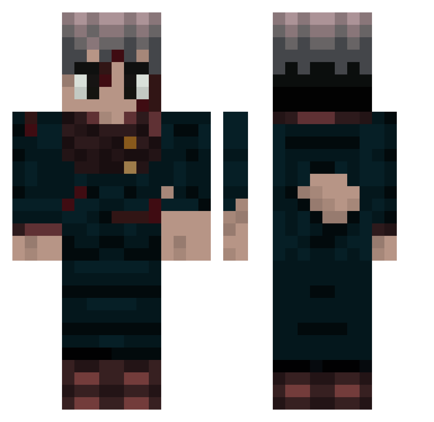 FizzleFlump Minecraft skin, front and back view