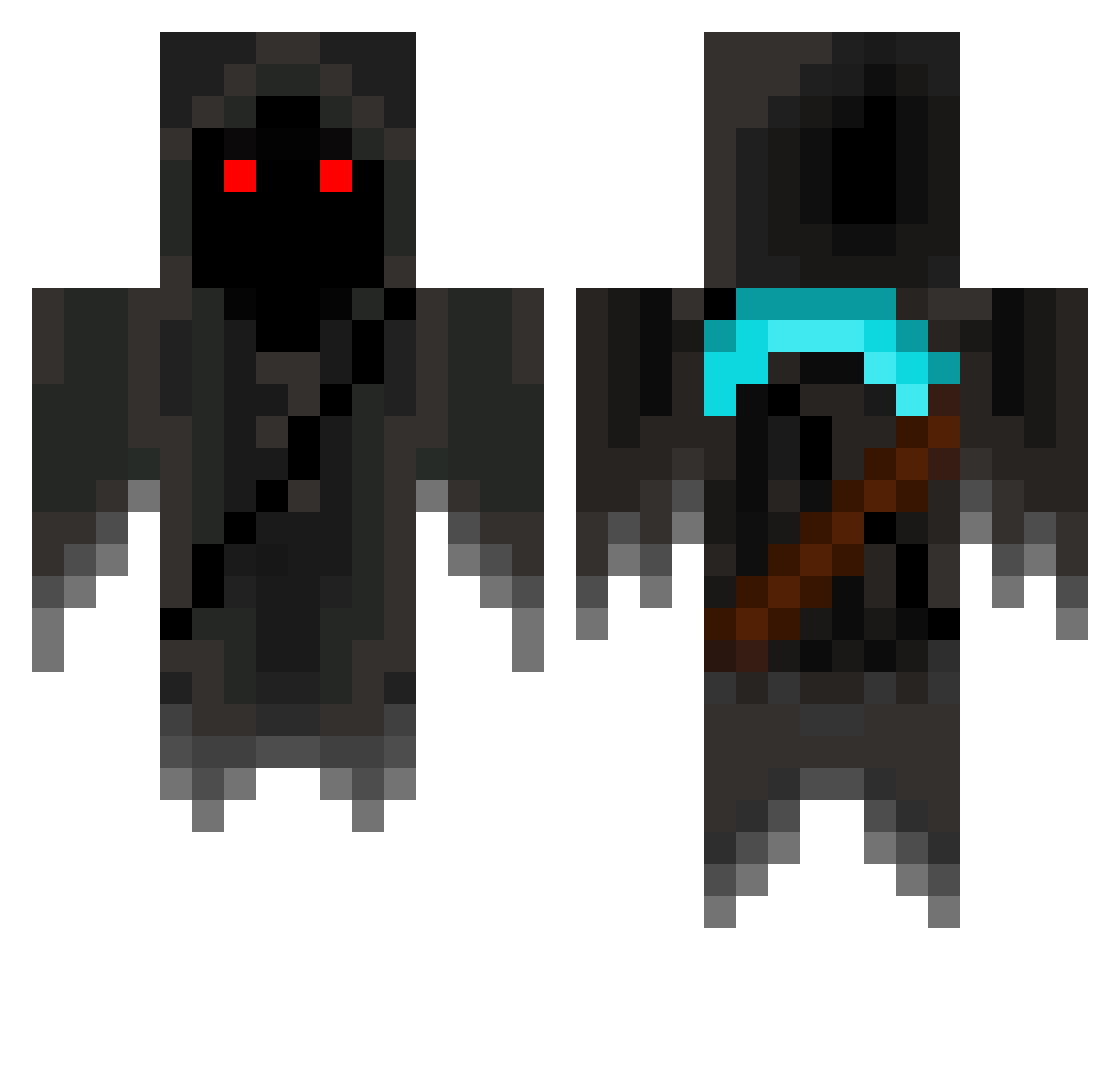 Broadcaster Minecraft skin, front and back view