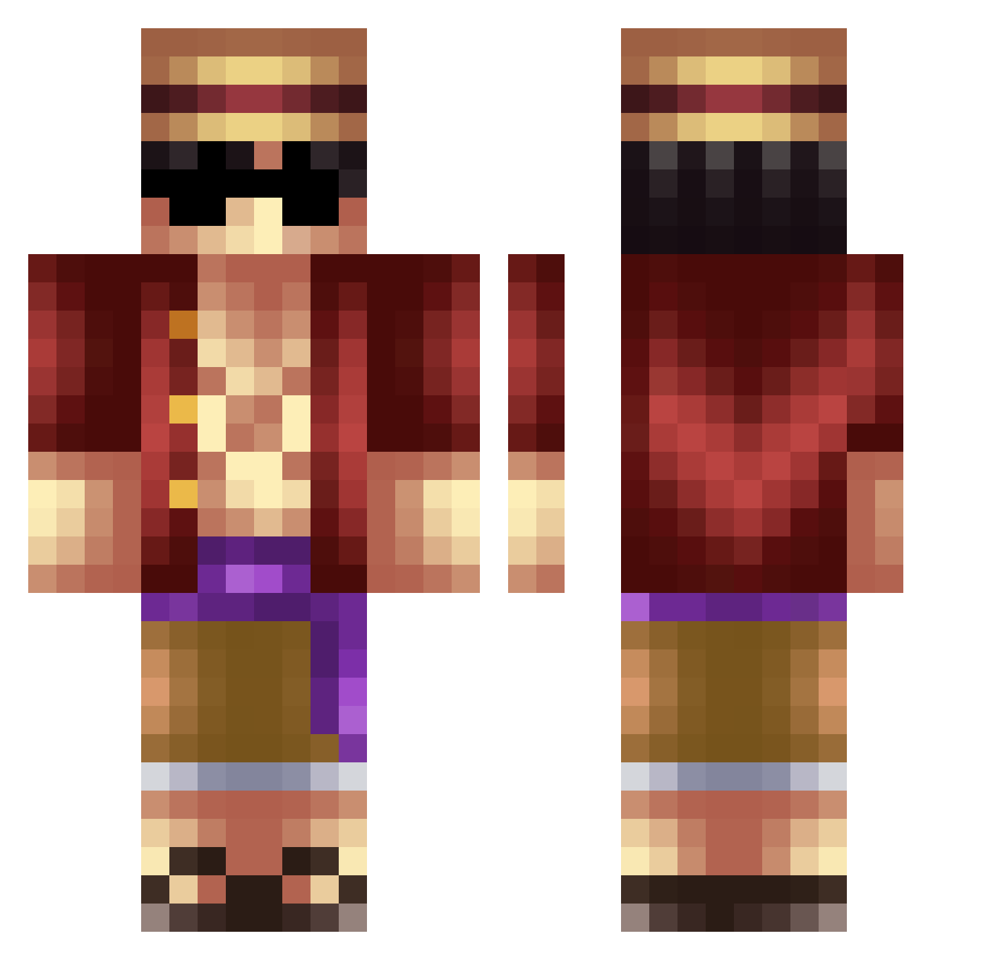 Meedrone Minecraft skin, front and back view