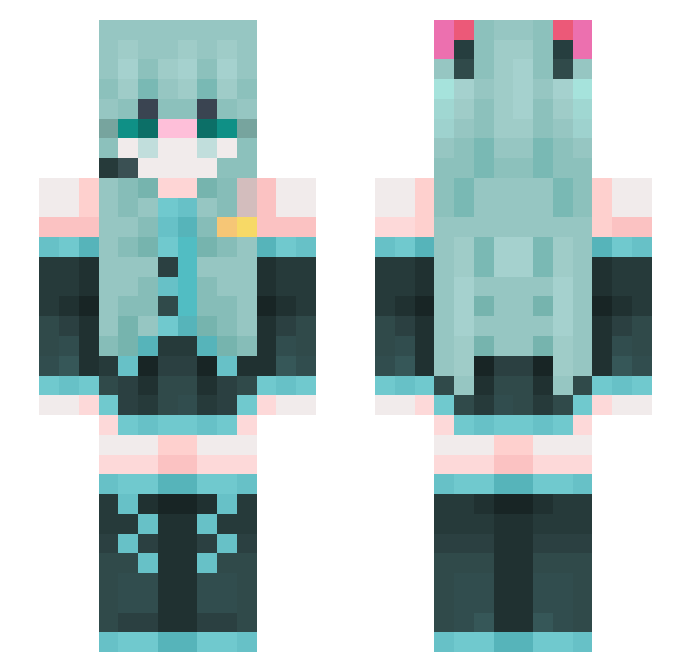 ZzzKnock Minecraft skin, front and back view