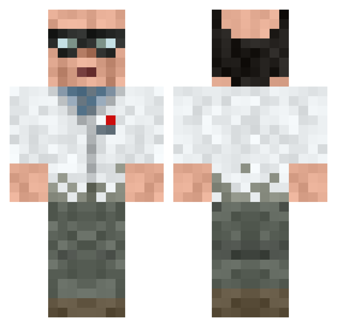 FIGBird Minecraft skin, front and back view
