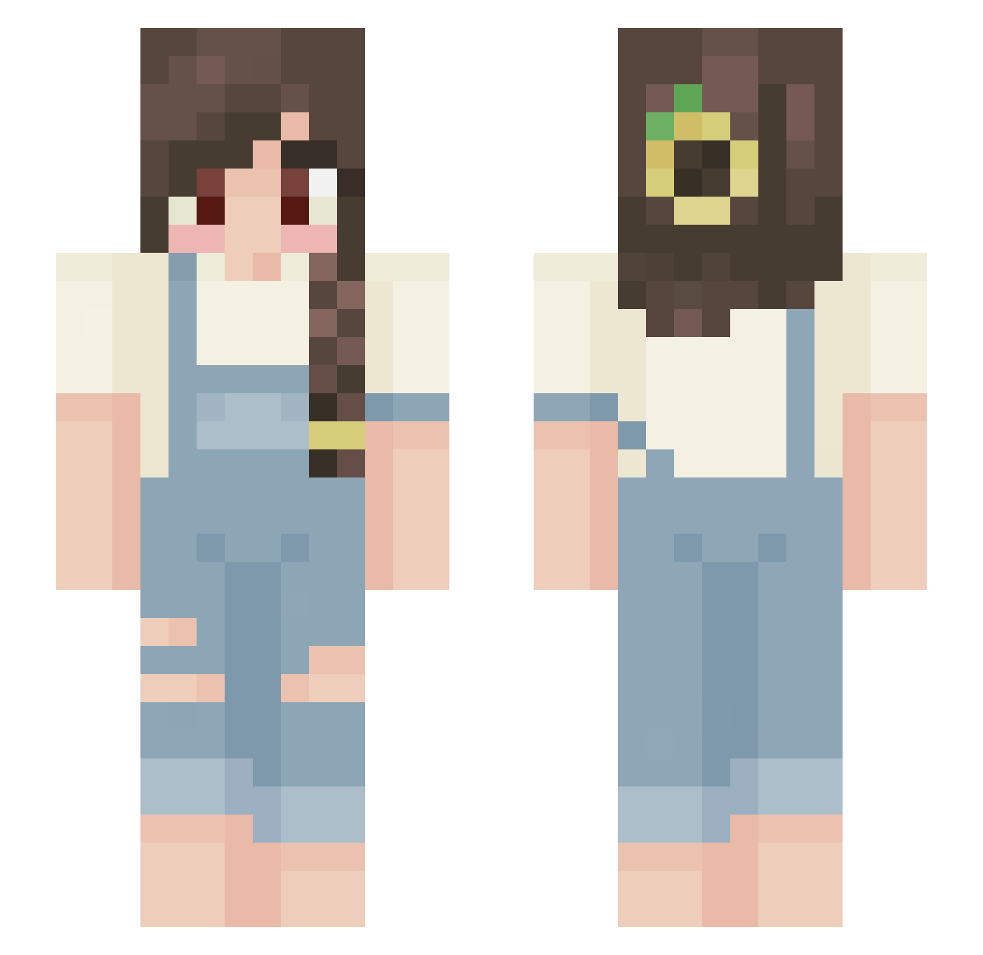 pinebank Minecraft skin, front and back view