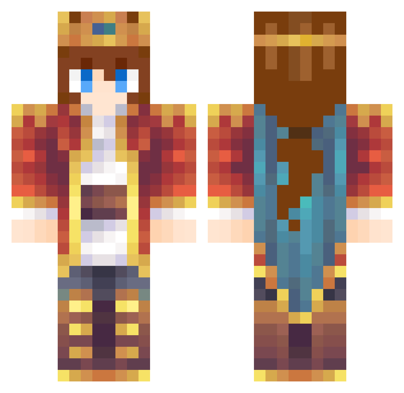 Wespawned Minecraft skin, front and back view