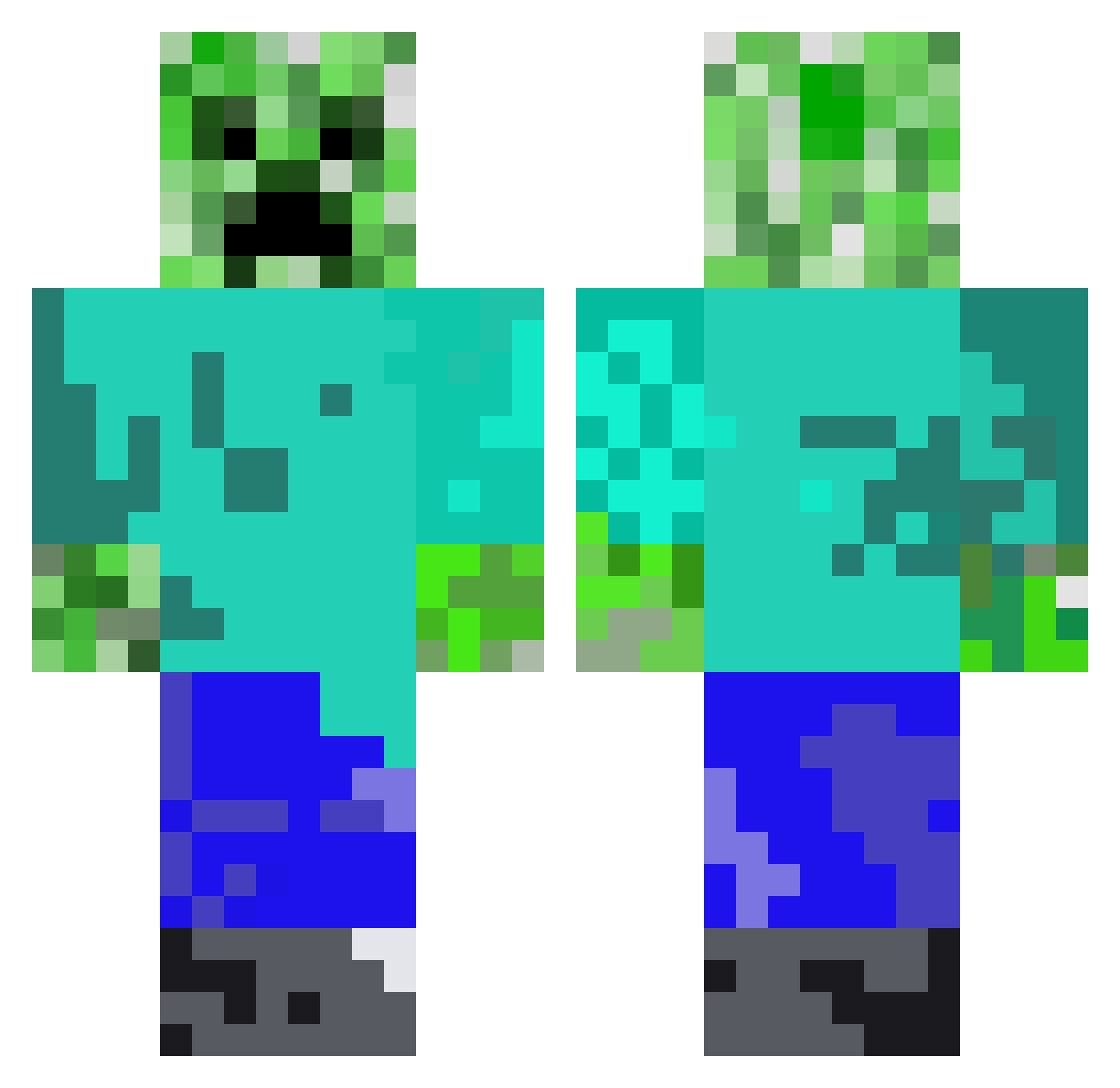 RAYISCOOL Minecraft skin, front and back view